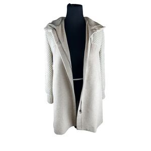 Zara woman Medium wool blend knit sleeve tan zip up jacket coat *flaw*